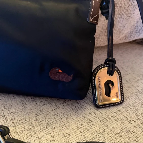 Dooney and Bourke Black Nylon Crossbody Bag with logo charm 9x7 - Picture 3 of 10